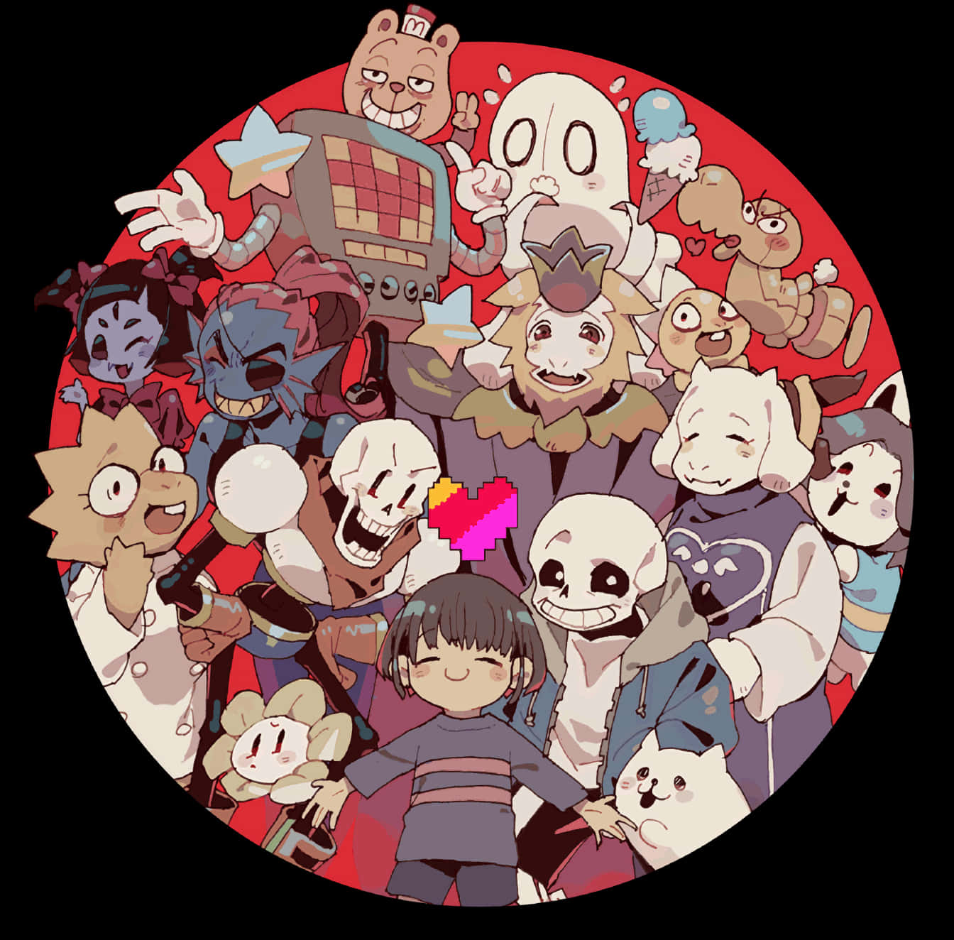 Undertale Characters Gathering PNG Image