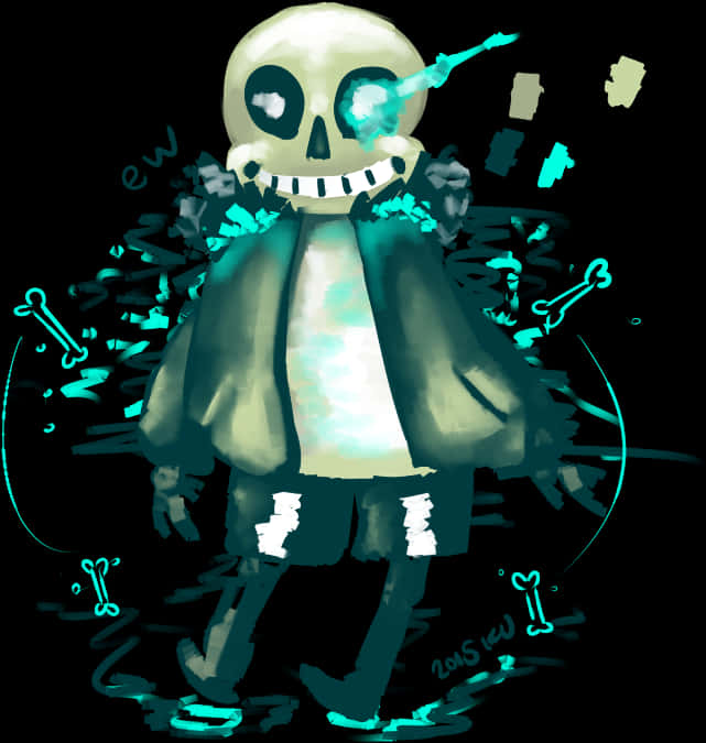 Undertale Sans Glowing Eye Artwork PNG Image