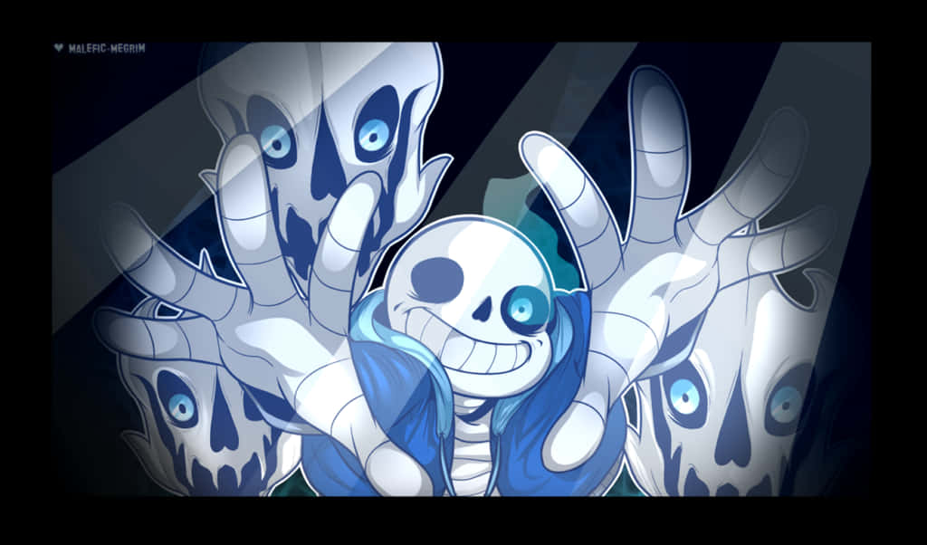 Undertale Sans Multiple Gaster Blaster Attack PNG Image