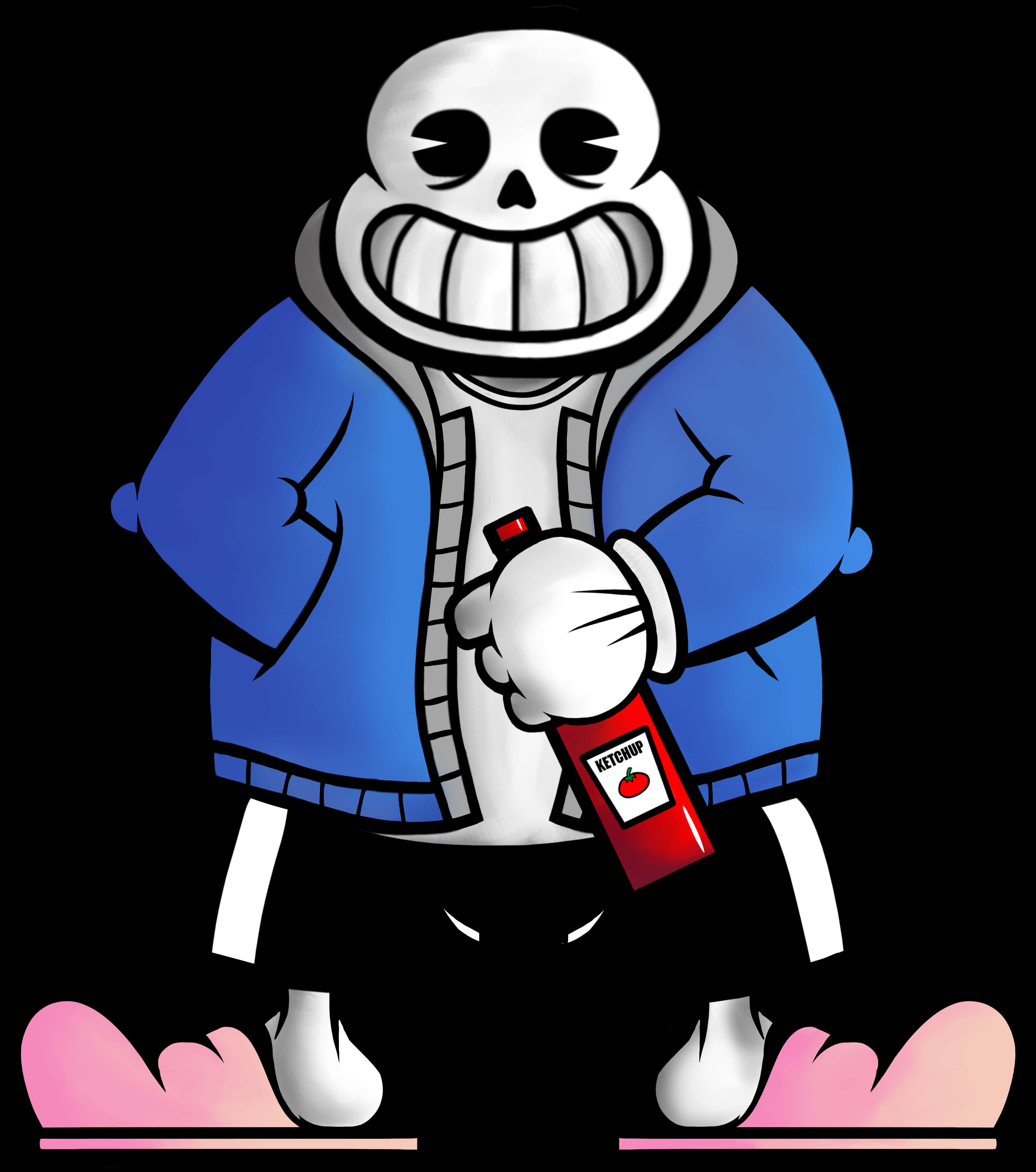 Undertale Sans With Ketchup Bottle PNG Image