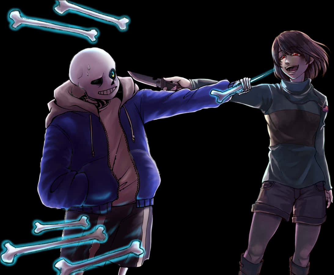 Undertale Sansand Chara Standoff PNG Image