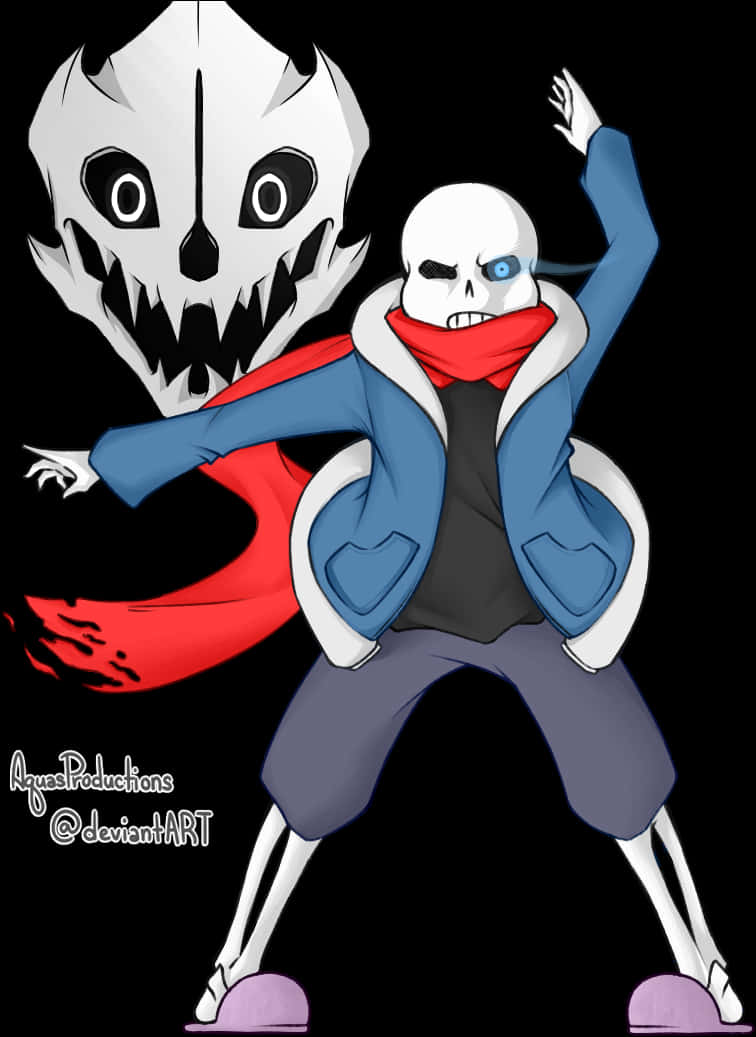 Undertale Sansand Gaster Blaster Art PNG Image