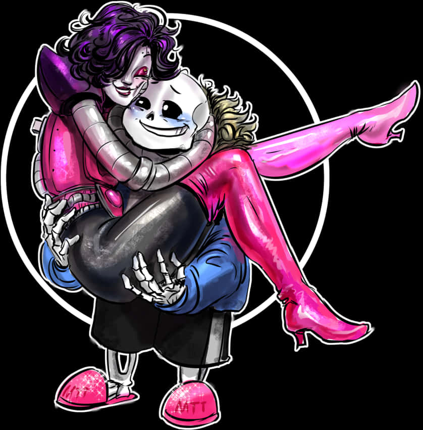 Undertale Sansand Mettaton Hug PNG Image