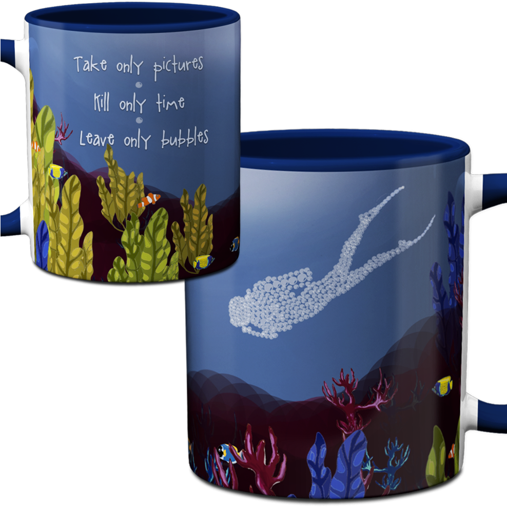 Underwater Themed Mugwith Conservation Message PNG Image