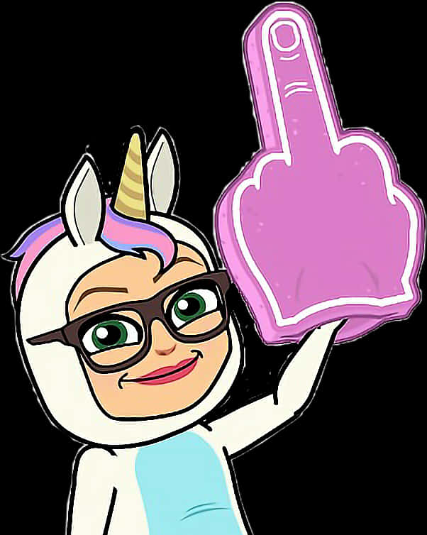 Unicorn Character Raising Middle Finger PNG Image