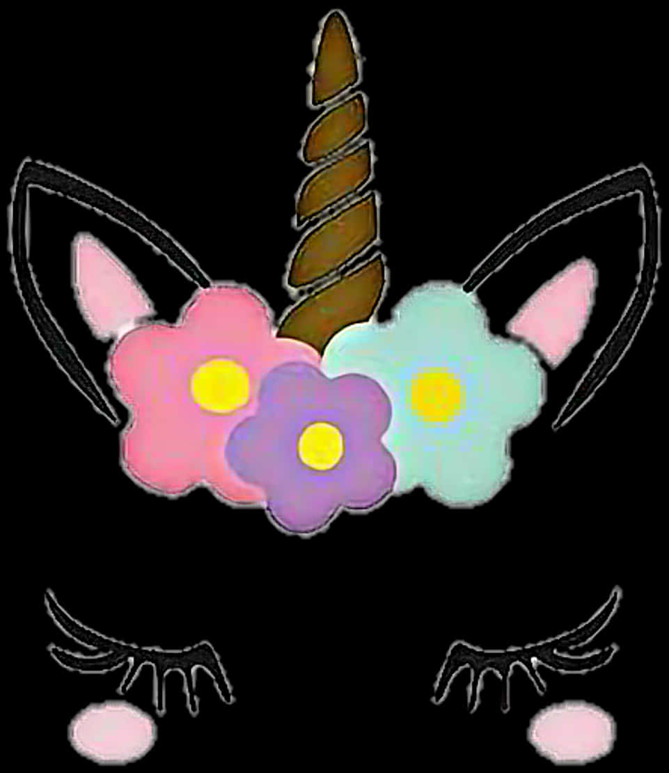 Unicorn Floral Fantasy Illustration PNG Image