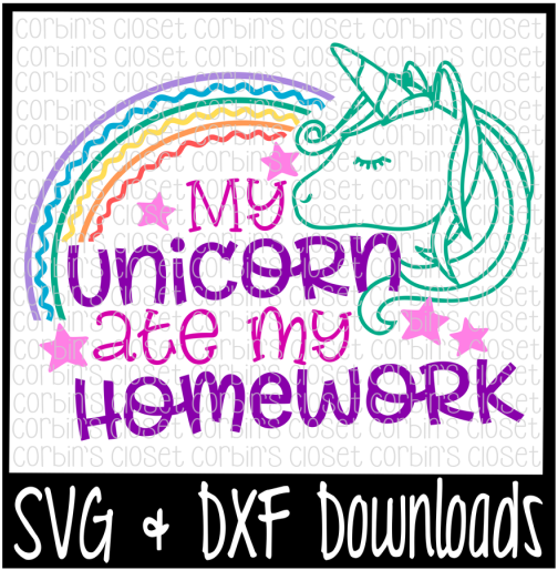 Unicorn Homework Excuse Graphic PNG Image