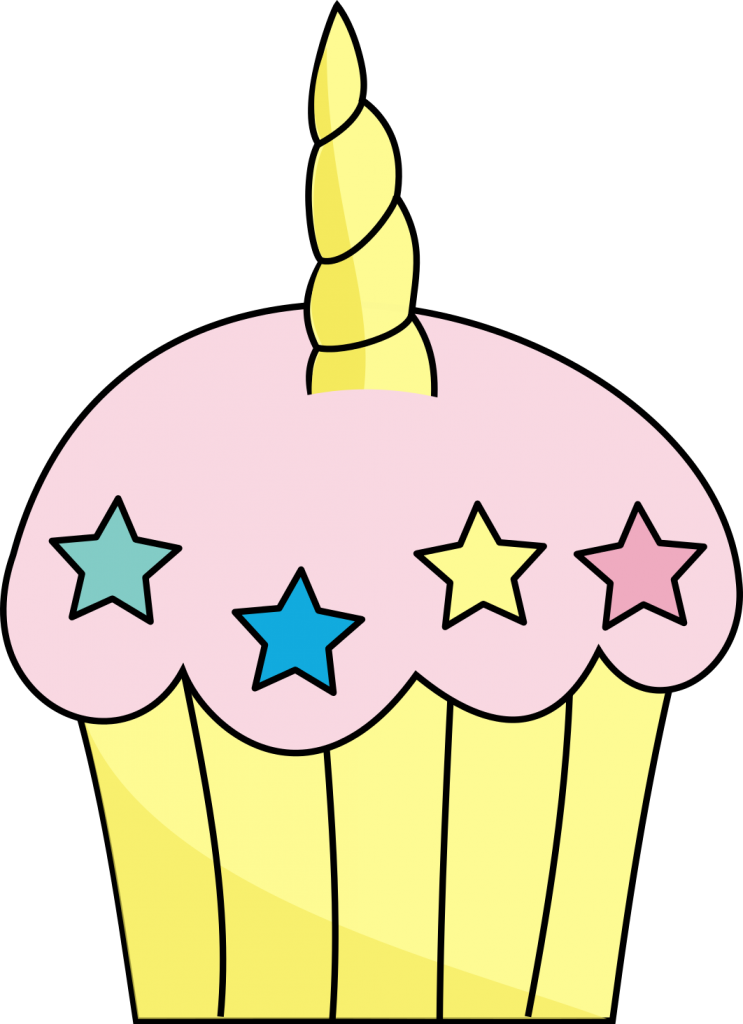 Unicorn Themed Cupcake Illustration PNG Image