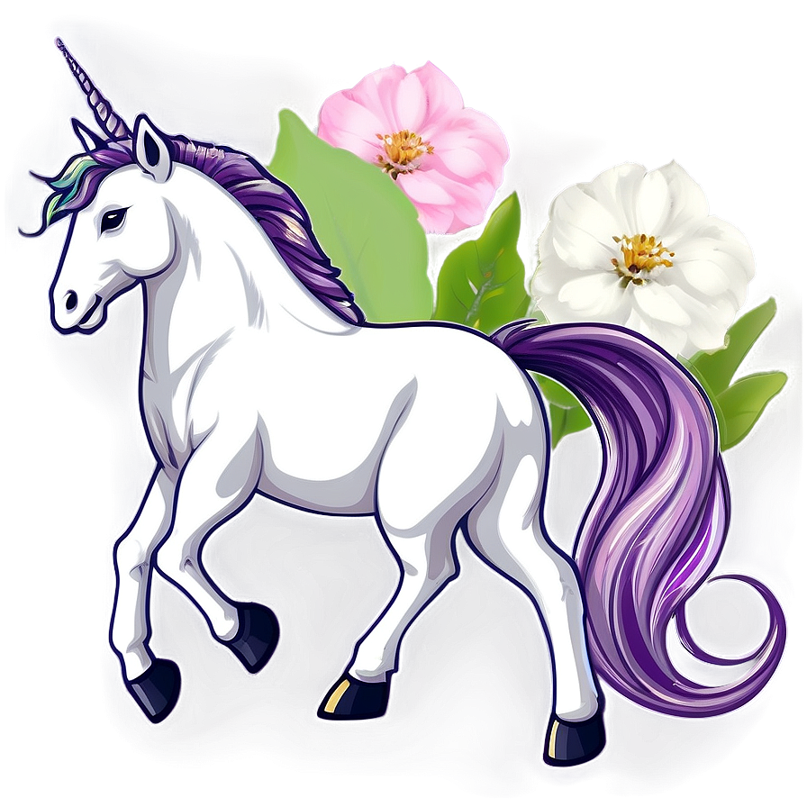 Unicorn With Flowers Png Vrb42 PNG Image