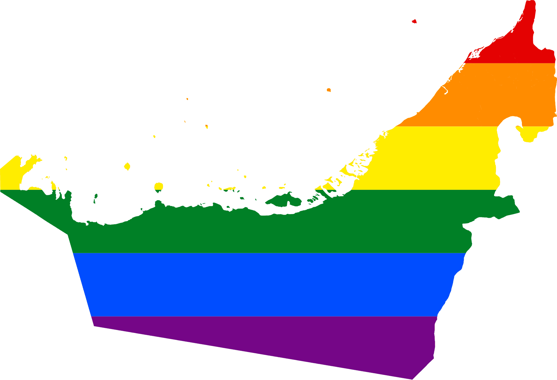 United Arab Emirates Mapin Rainbow Colors PNG Image