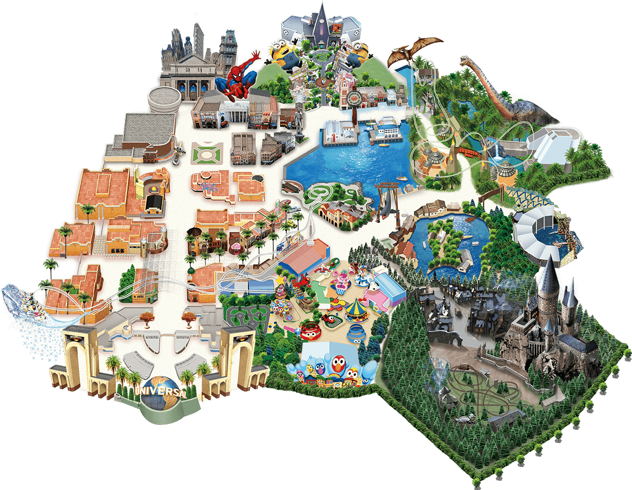 Universal Studios Theme Park Illustration PNG Image