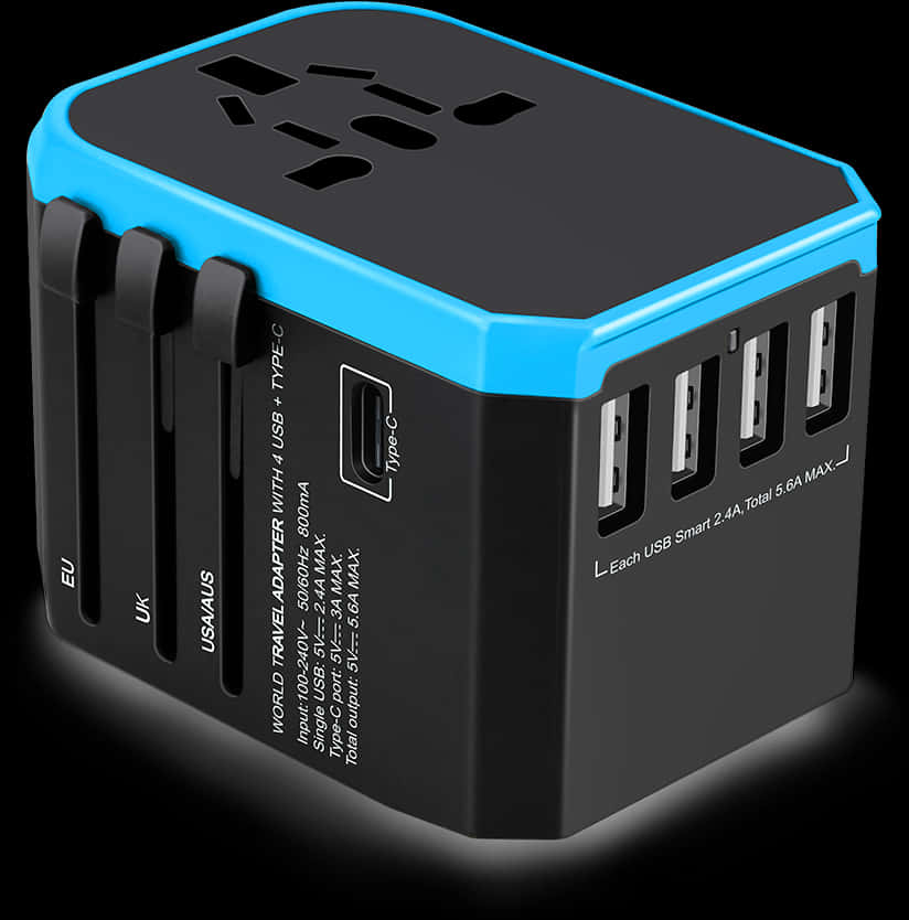 Universal Travel Adapterwith U S B Ports.jpg PNG Image