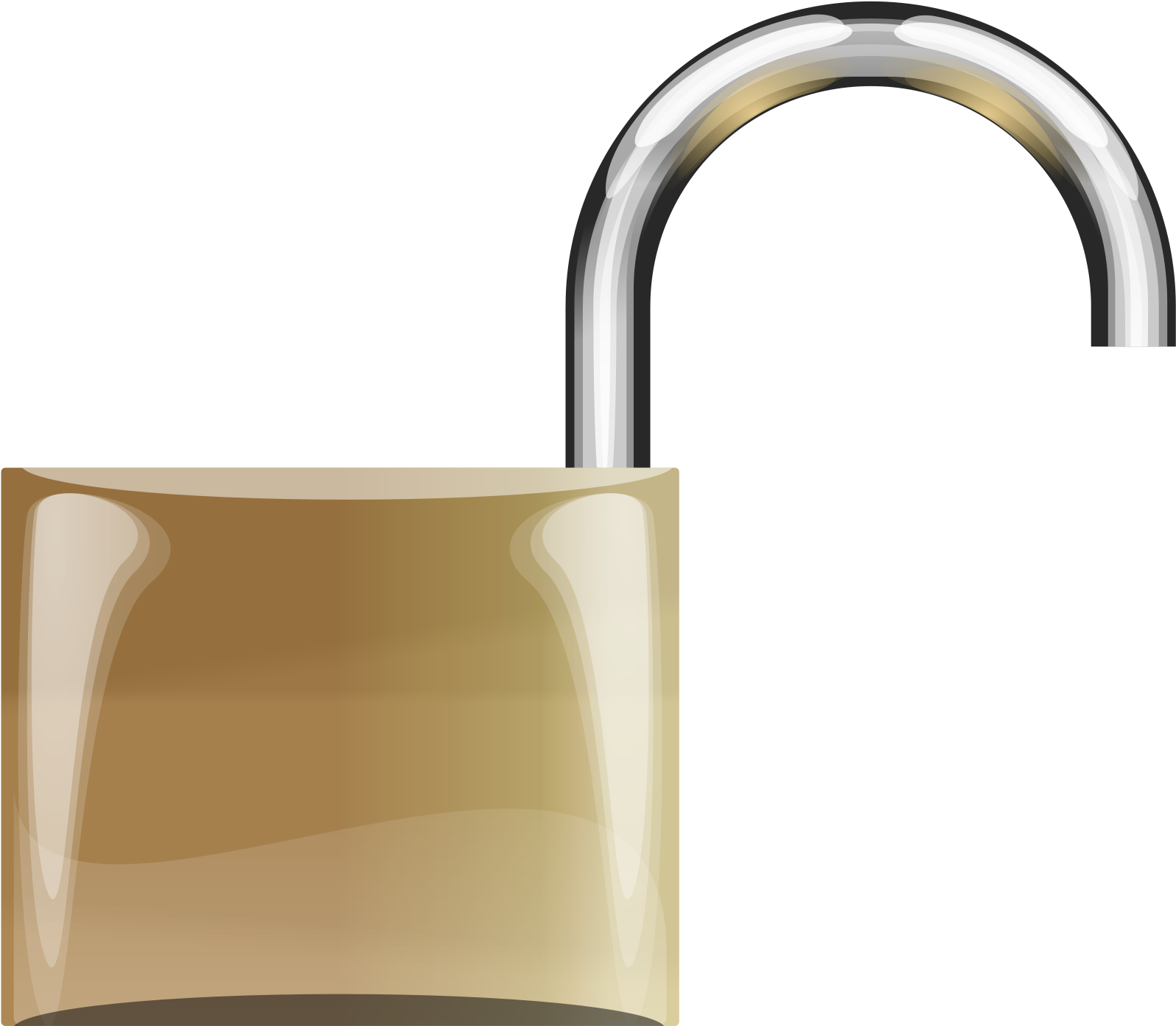 Unlocked Golden Padlock PNG Image