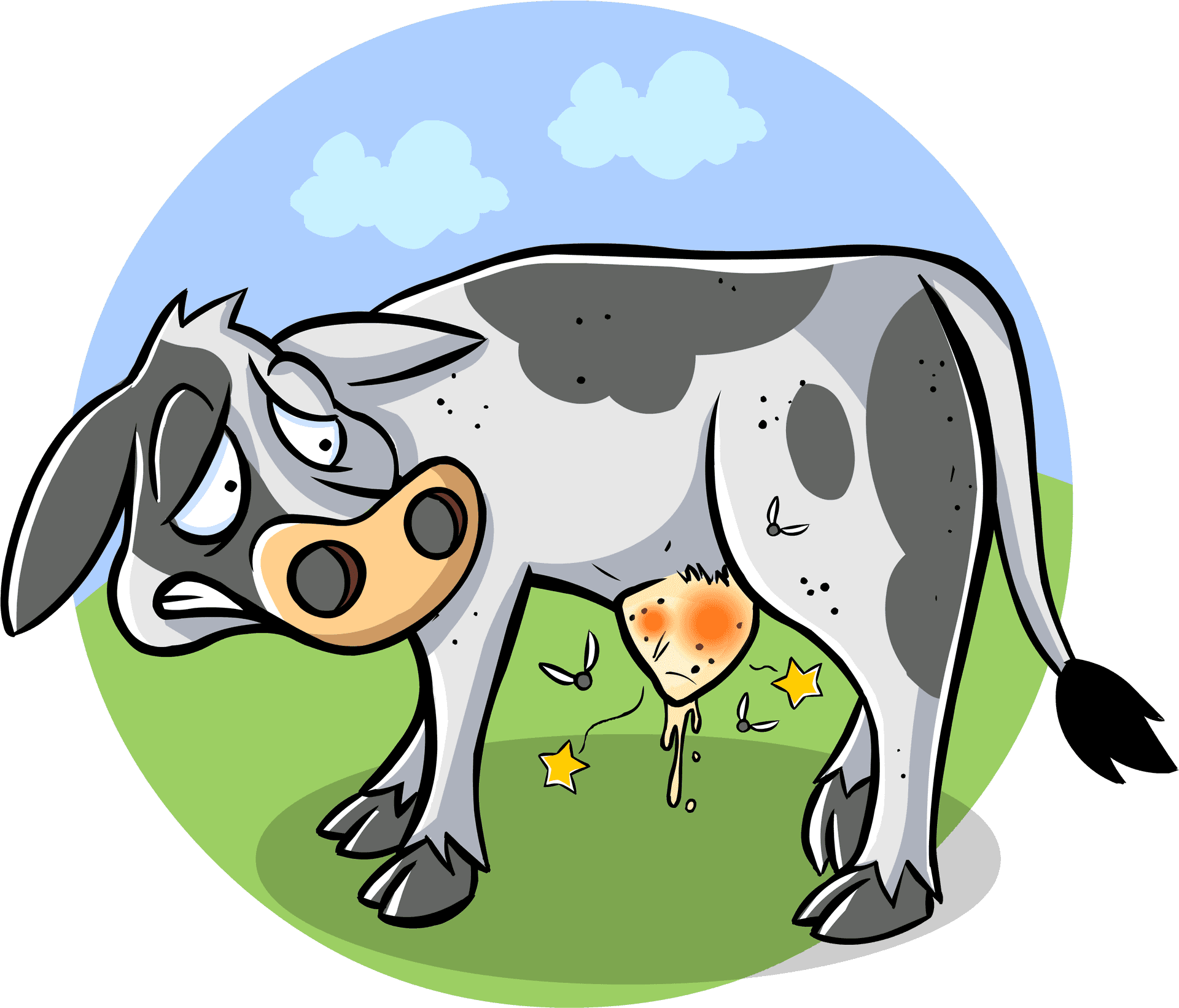 Unwell Cartoon Cow Illustration PNG Image