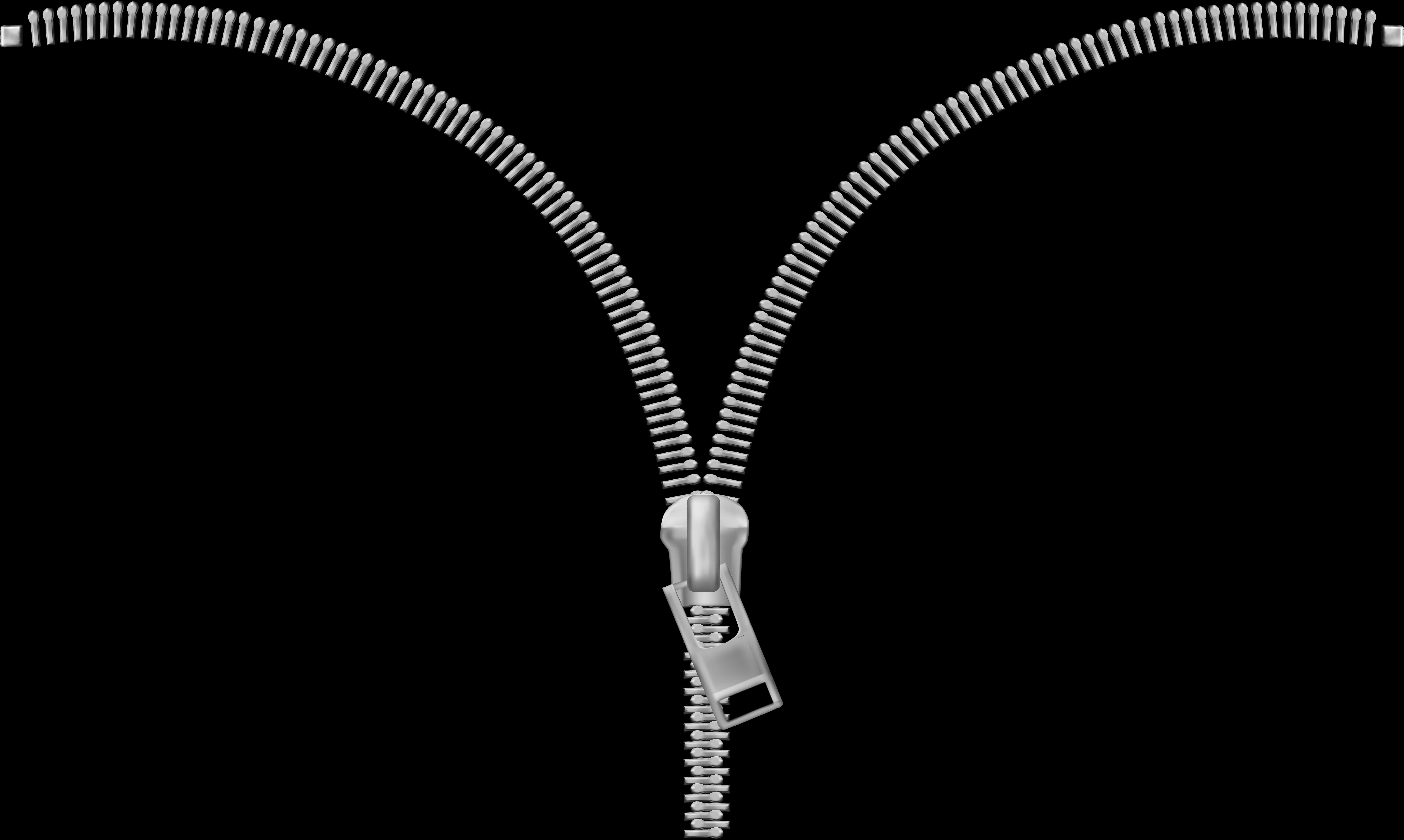 Unzipped Black Zipper PNG Image