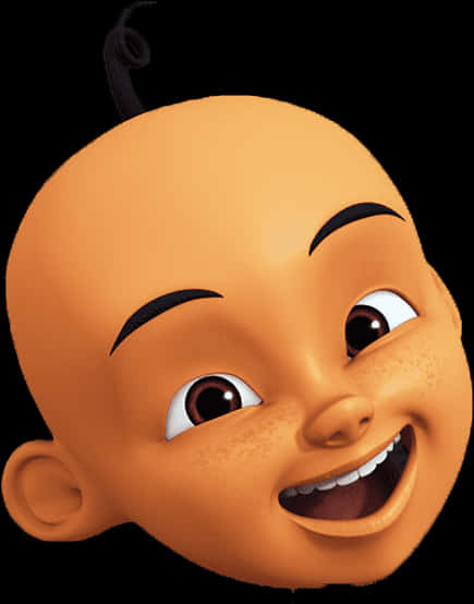 Upin Animated Character Smiling Face PNG Image