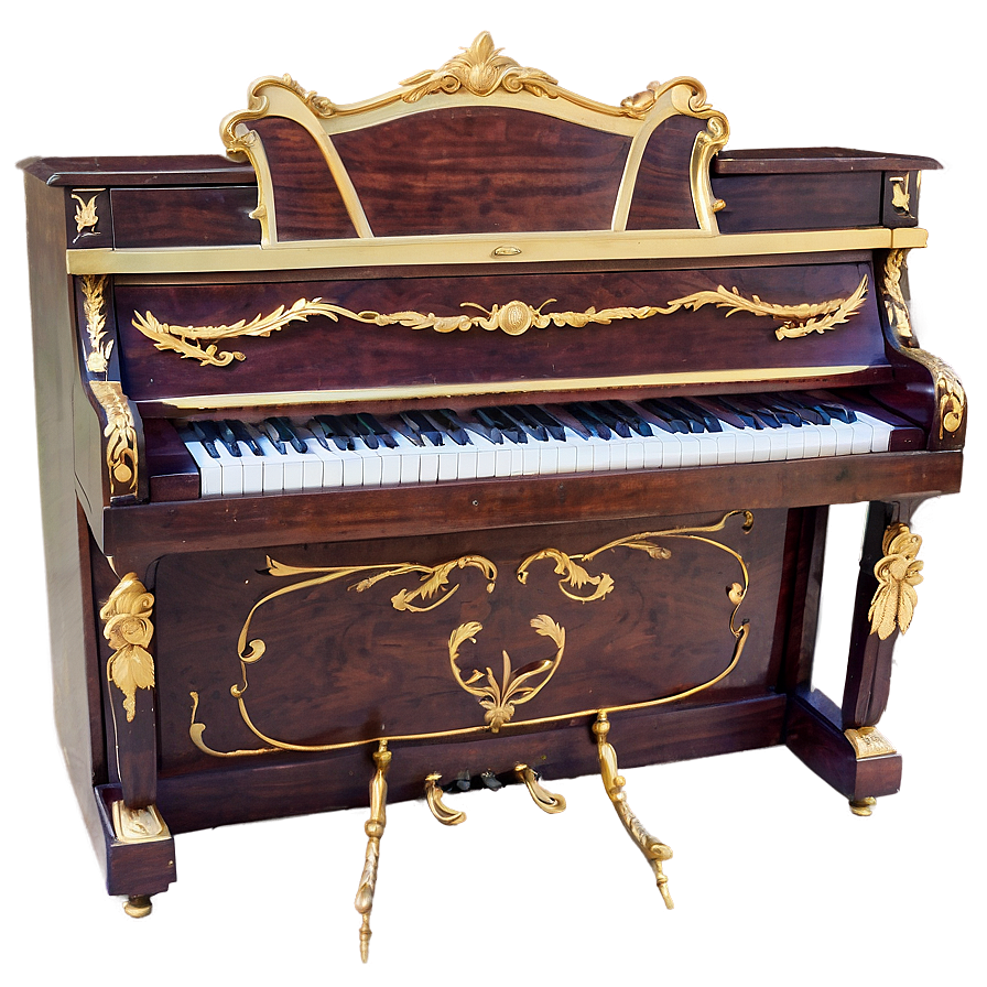 Upright Piano With Gold Trim Png 06272024 PNG Image