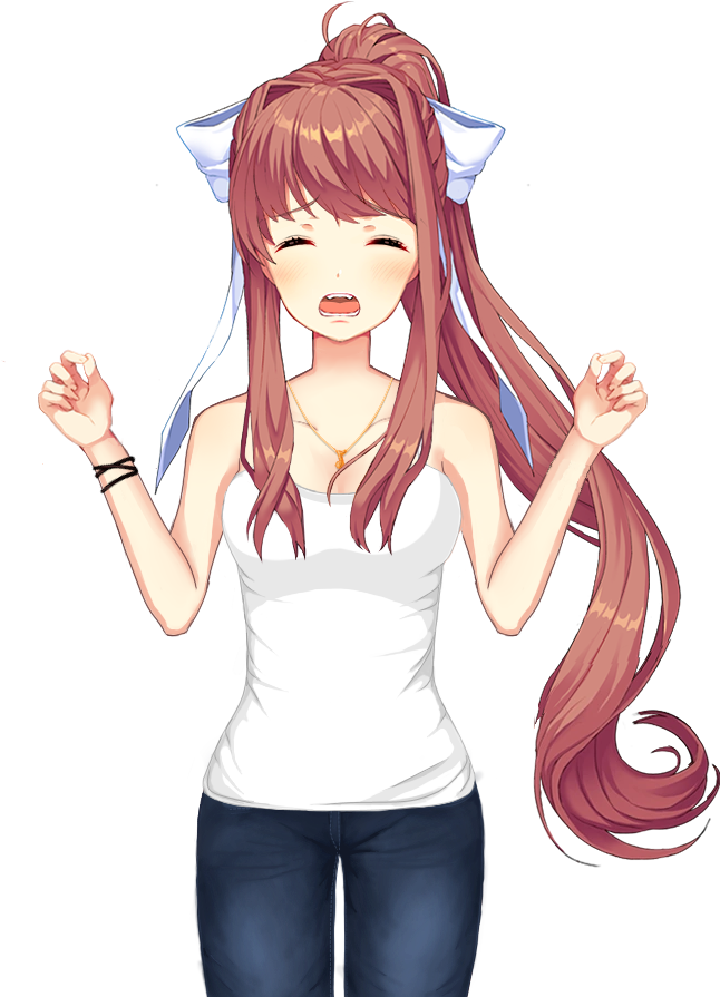 Upset Anime Character D D L C Monika PNG Image