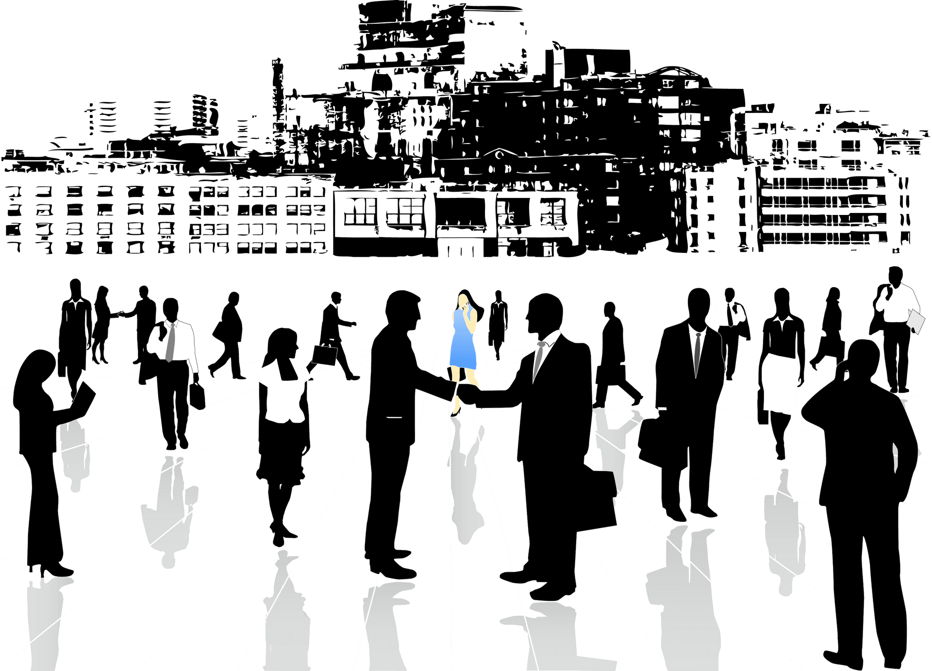 Urban Business People Silhouettes PNG Image