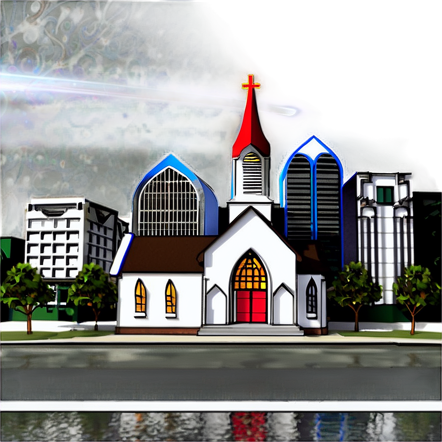 Urban City Church Scene Png Vie97 PNG Image