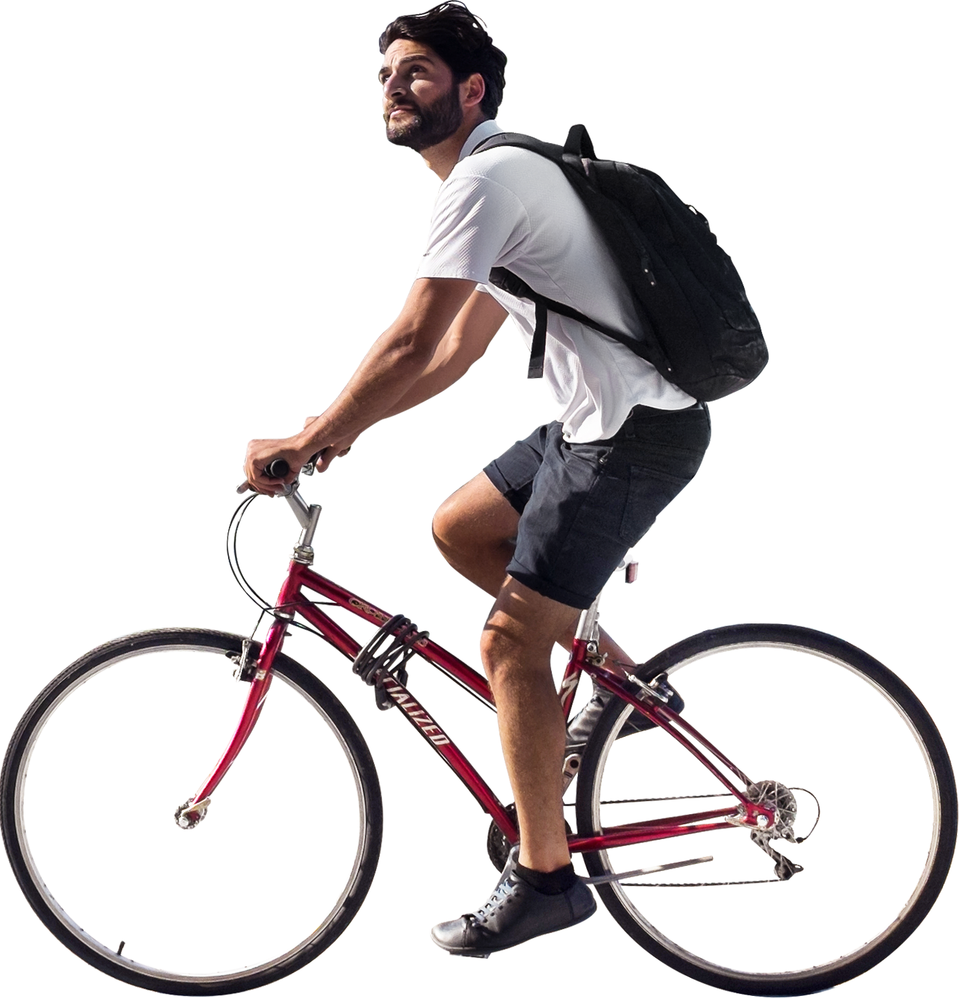 Urban Cyclist Riding Bike PNG Image