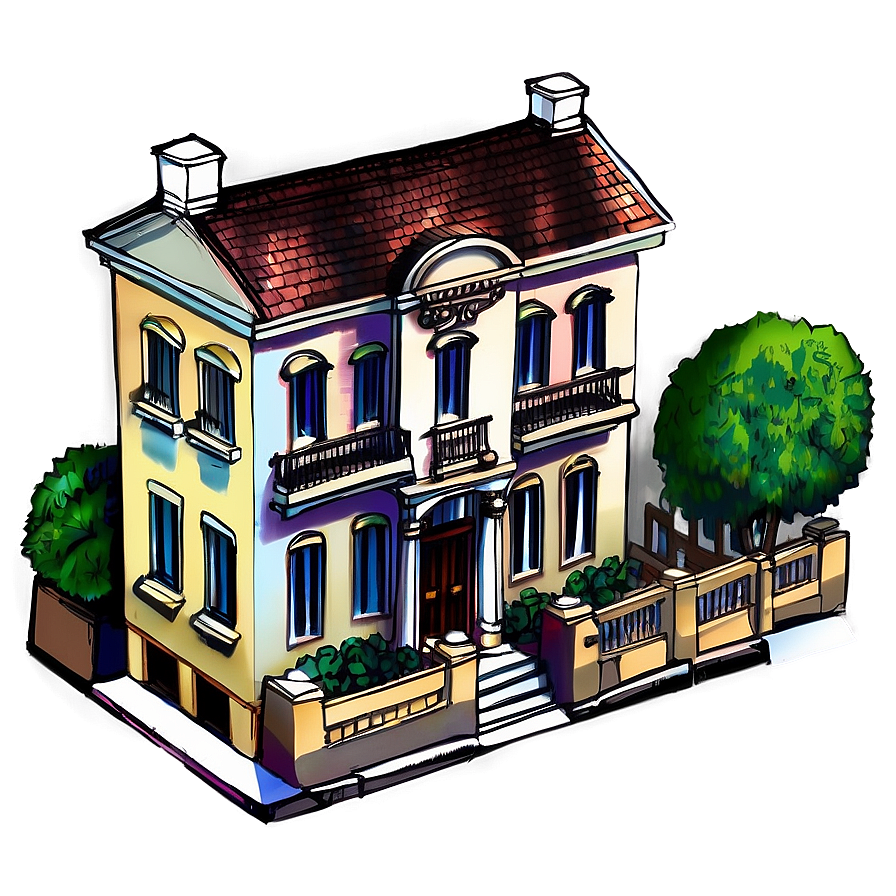 Urban Mansion Sketch Png 88 PNG Image