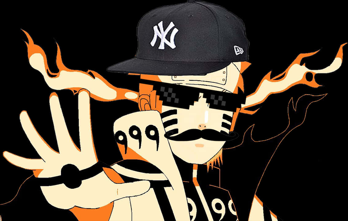 Urban Narutowith Flames PNG Image