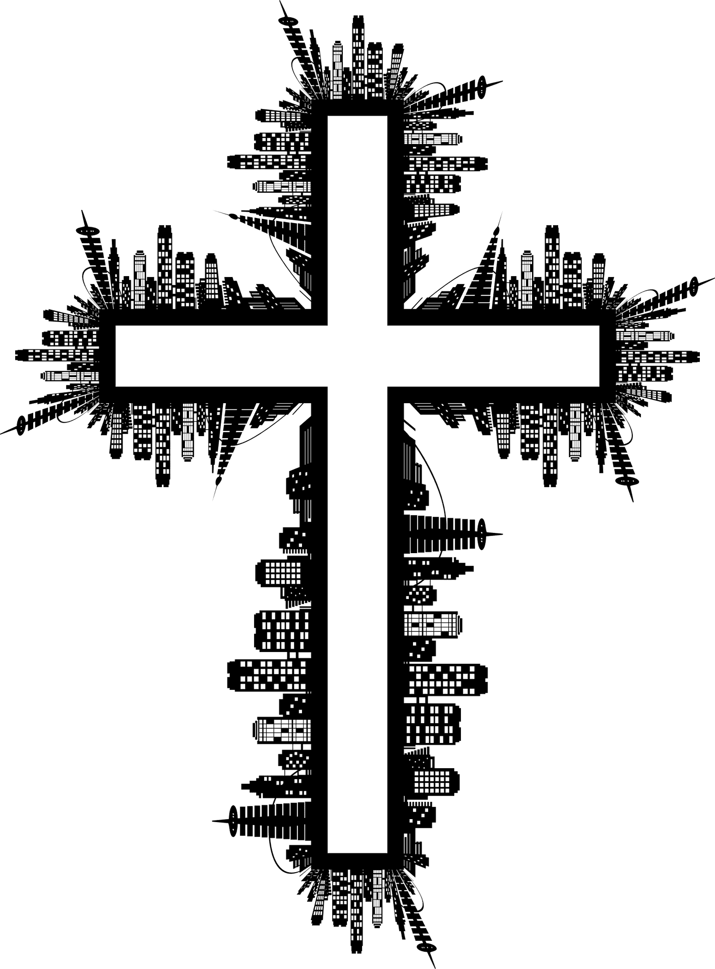 Urban Silhouette Cross Graphic PNG Image