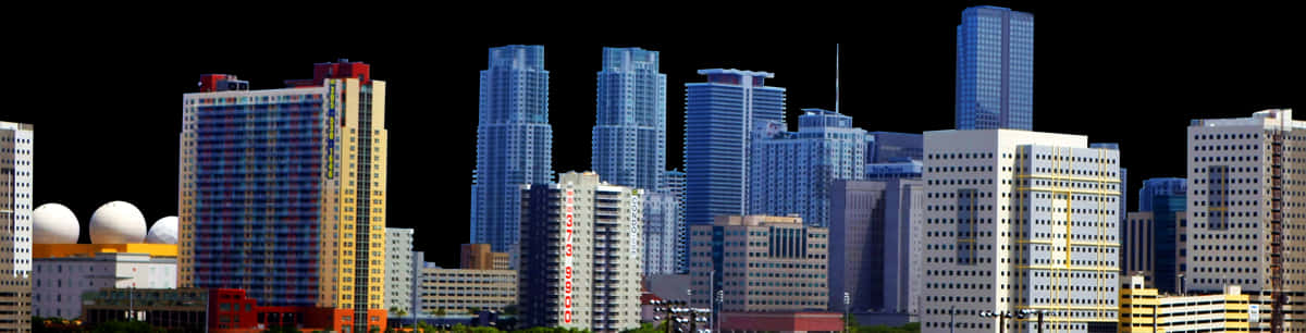 Urban Skyline Panorama Night PNG Image