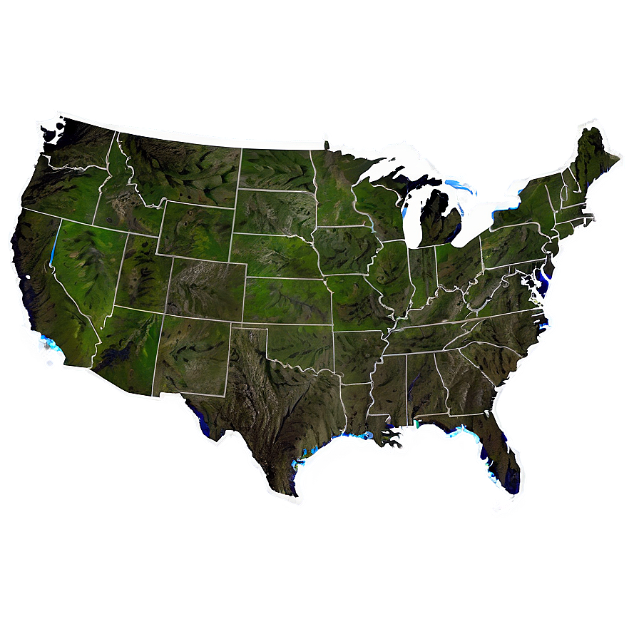 Usa Outline With Rivers Png 06282024 PNG Image