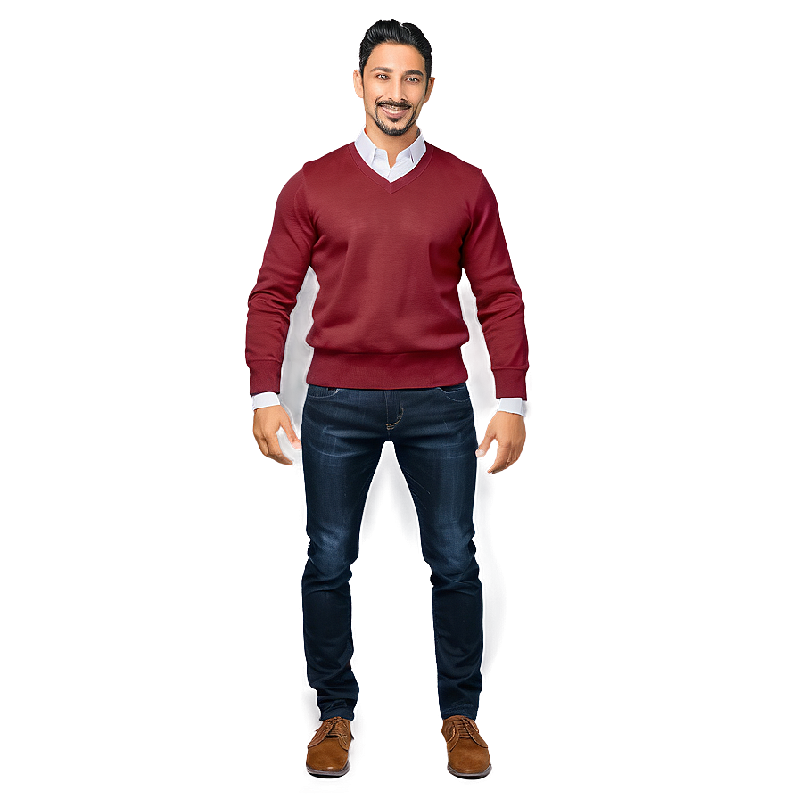 V-neck Red Sweater Png 06292024 PNG Image