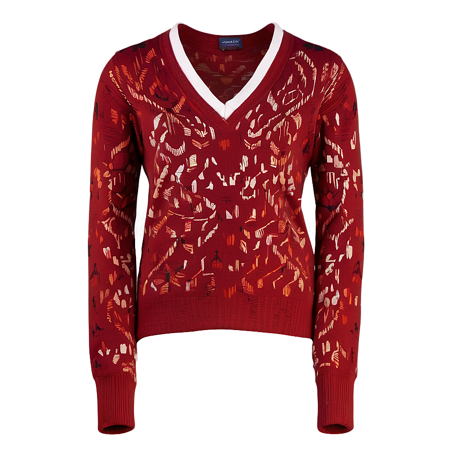 V-neck Red Sweater Png Hsx22 PNG Image