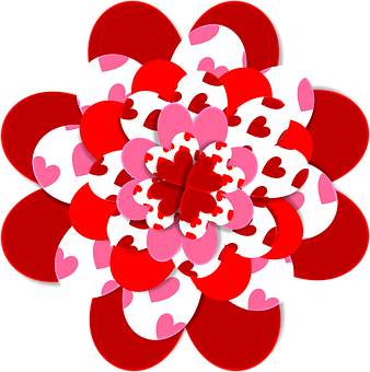 Valentine Heart Flower Art PNG Image