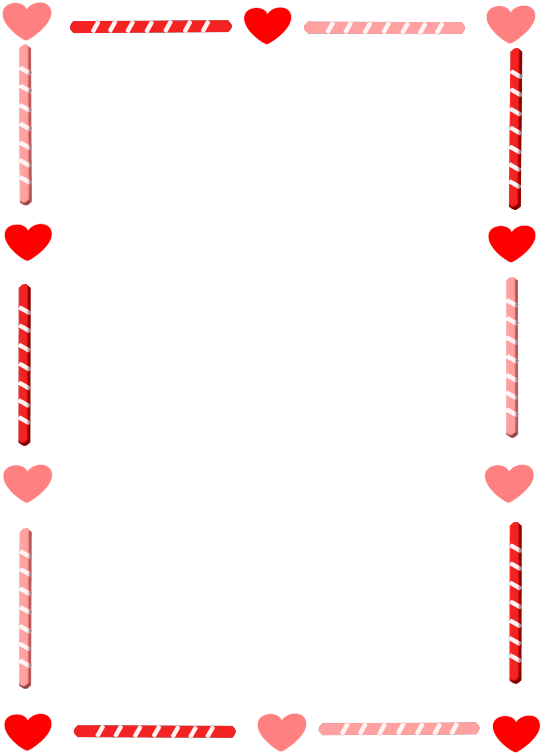 Valentines Day Candy Cane Heart Border PNG Image