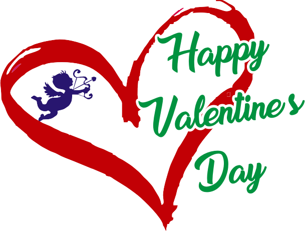 Valentines Day Cupid Heart Greeting PNG Image