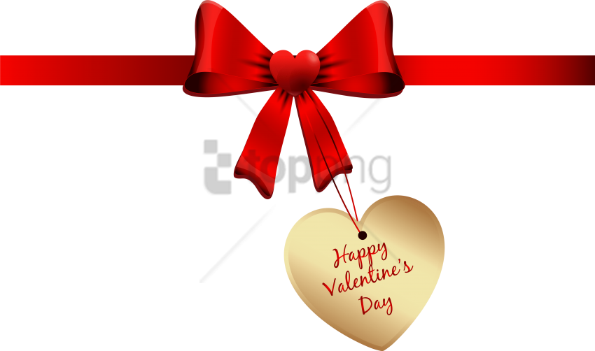 Valentines Day Heartand Bow PNG Image