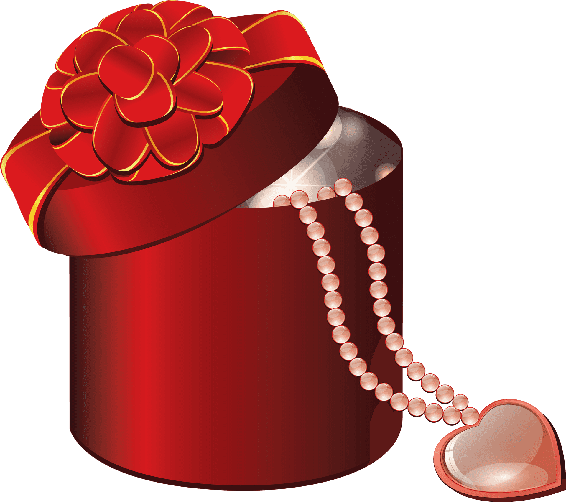 Valentines Gift Boxand Pearl Necklace PNG Image