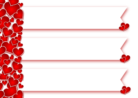 Valentines Heart Border Postcard PNG Image