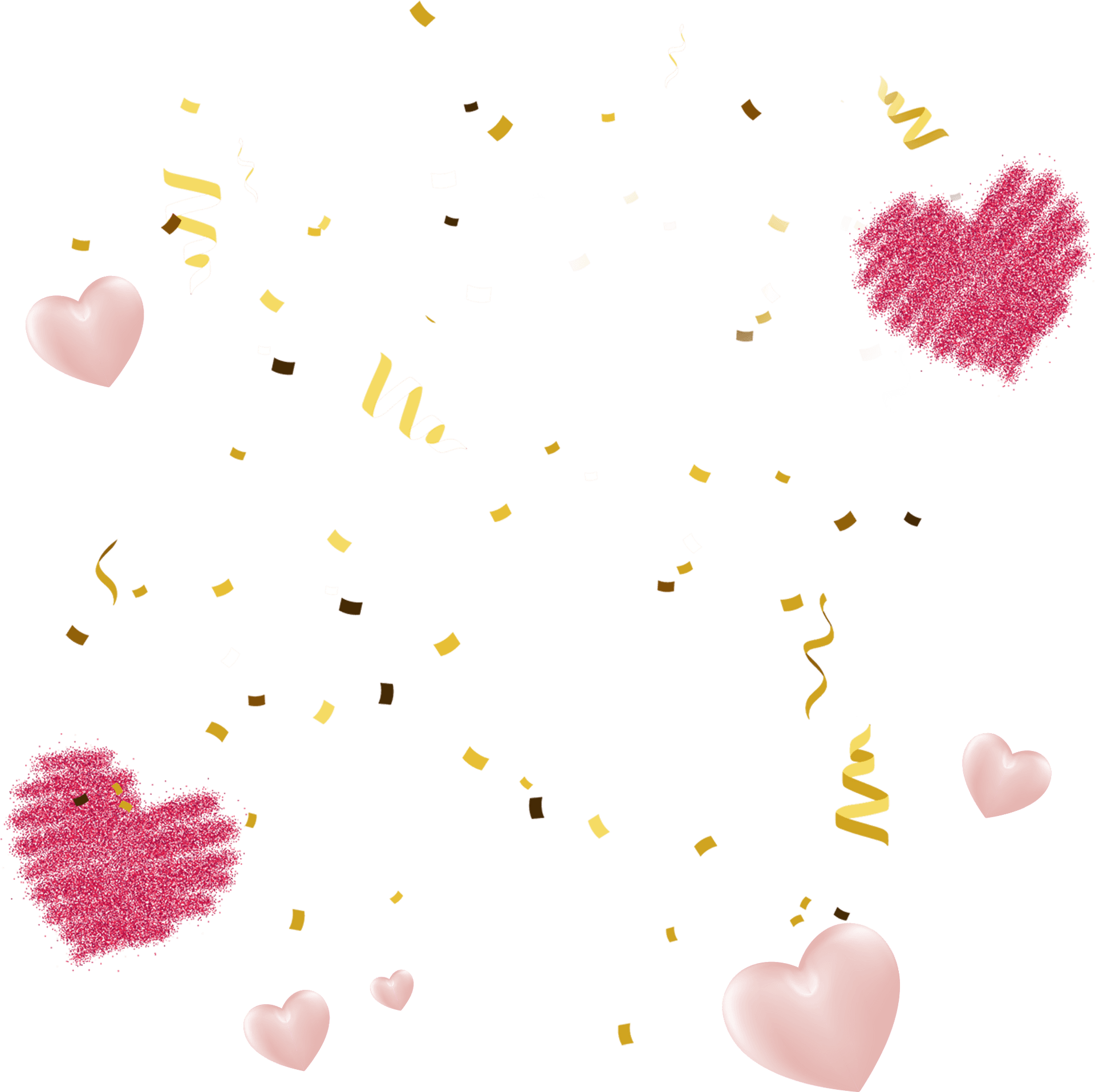 Valentines Heartsand Confetti PNG Image