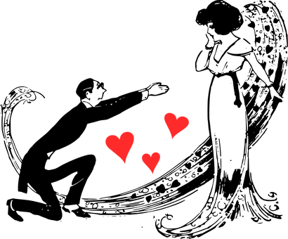 Valentines Heartson Black Background PNG Image