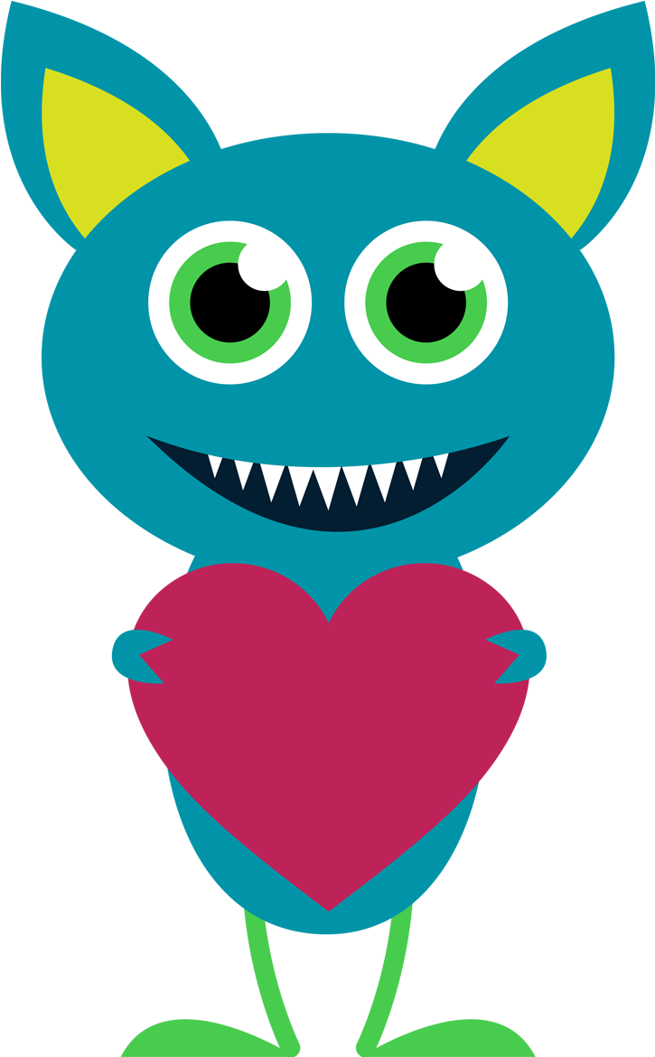 Valentines Monster Holding Heart PNG Image