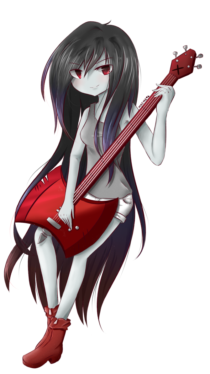 Vampire Girlwith Red Guitar PNG Image