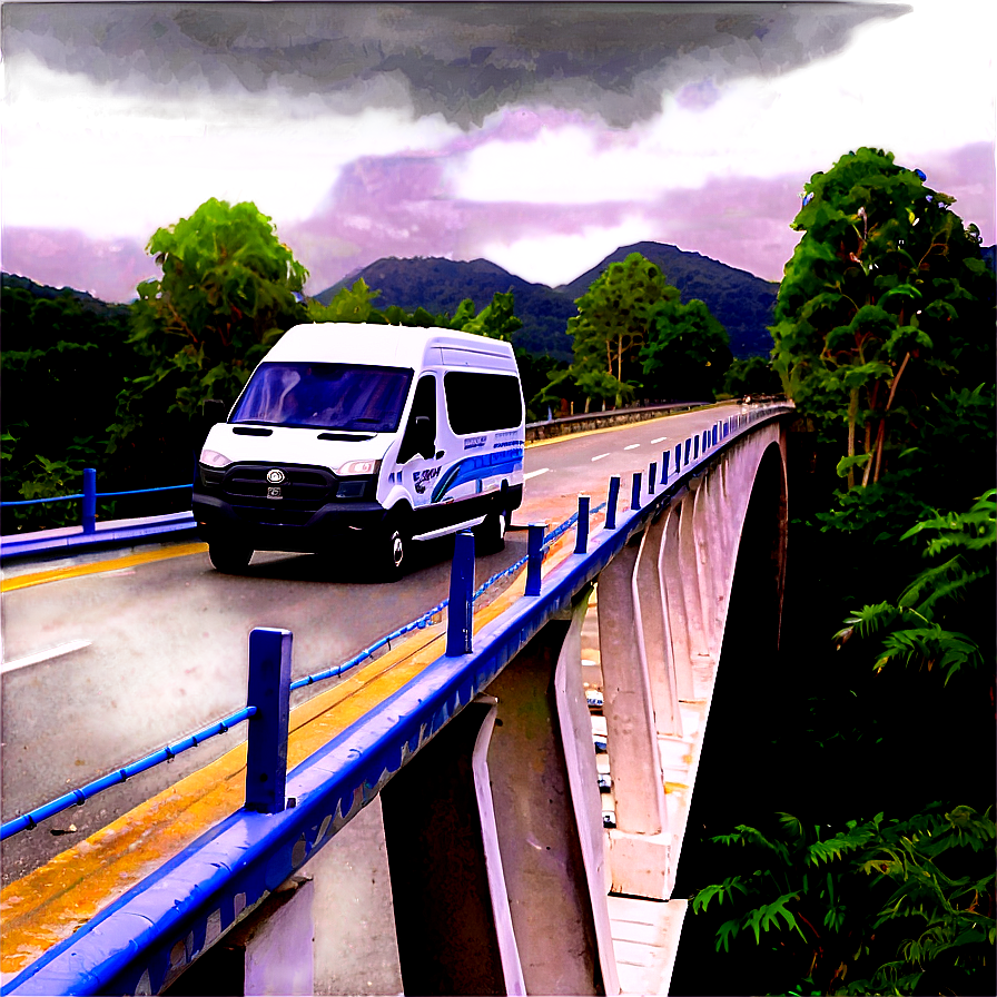 Van On Bridge View Png Qoi PNG Image