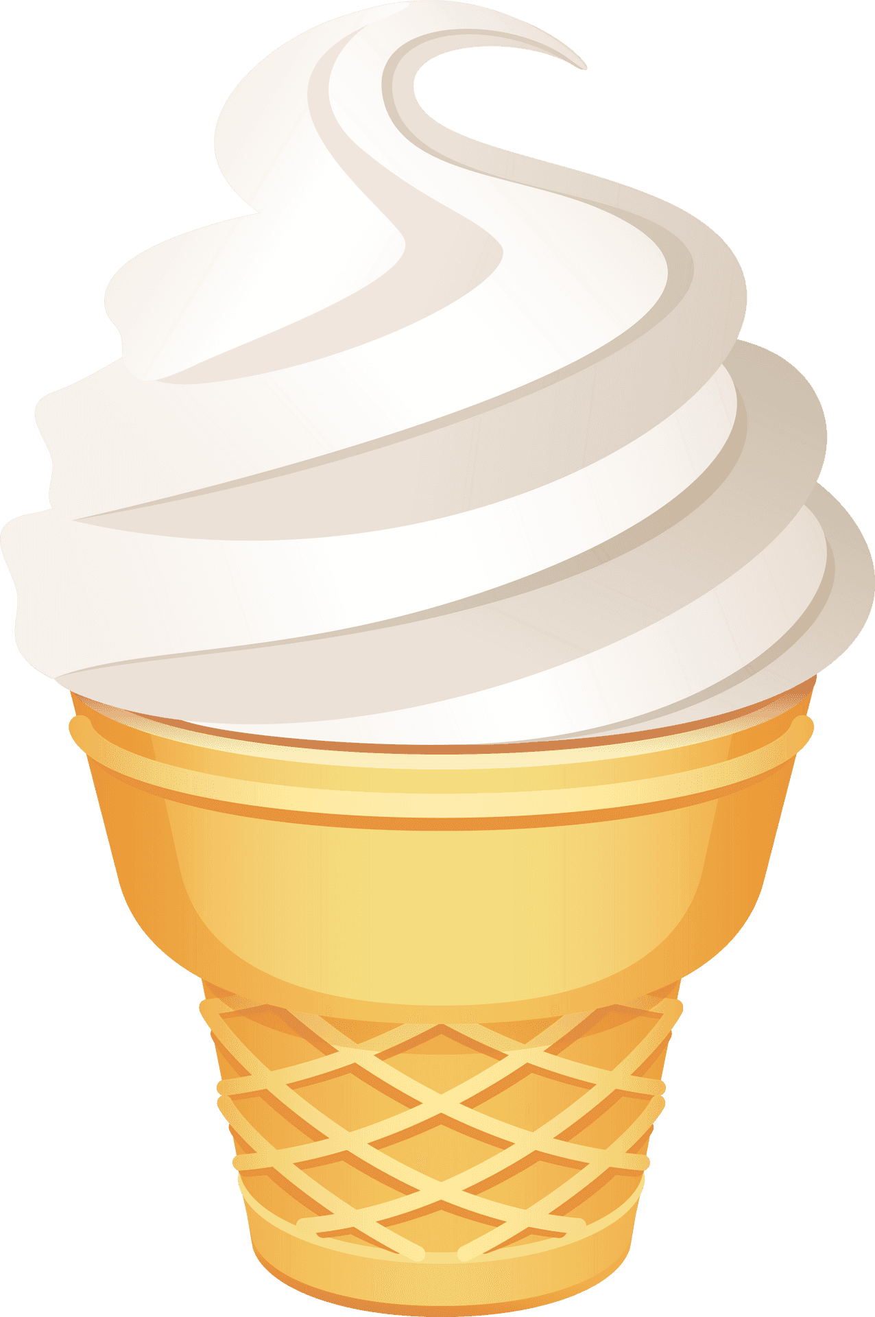 Vanilla Ice Cream Cone Graphic PNG Image