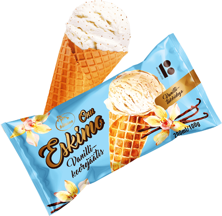 Vanilla Ice Cream Cone Packaging PNG Image