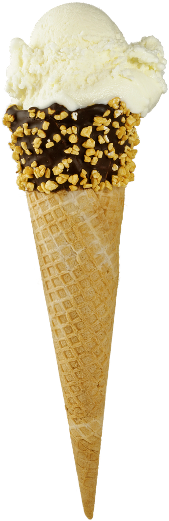 Vanilla Ice Cream Conewith Chocolateand Nuts.png PNG Image