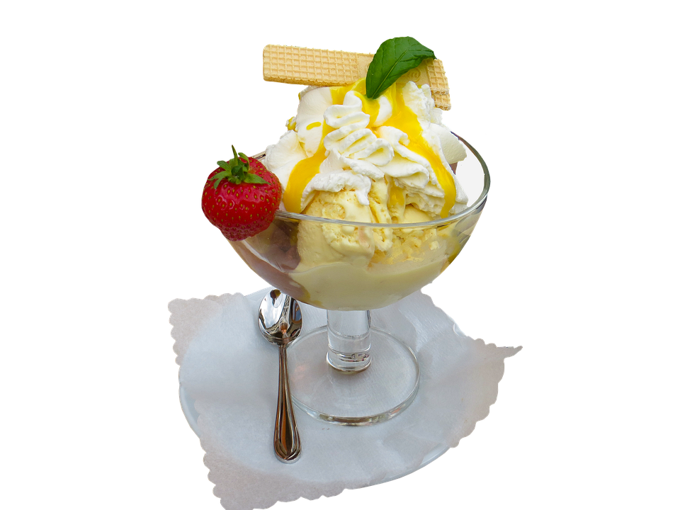 Vanilla Ice Cream Dessertwith Strawberry PNG Image