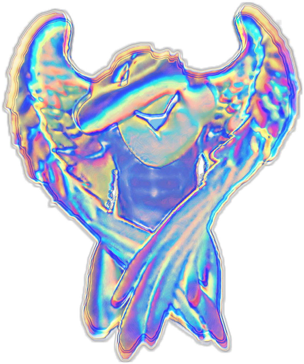 Vaporwave Aesthetic Angel Statue.png PNG Image