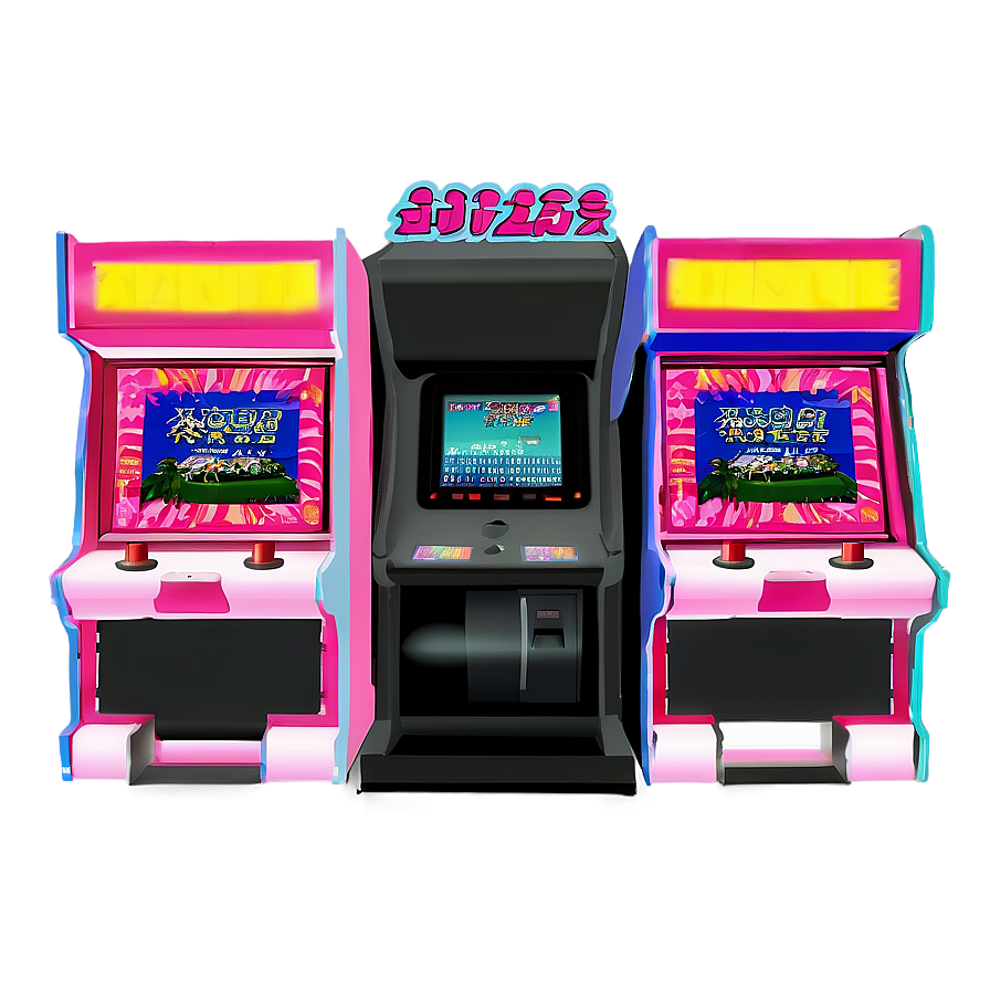 Vaporwave Arcade Scene Png Anx PNG Image