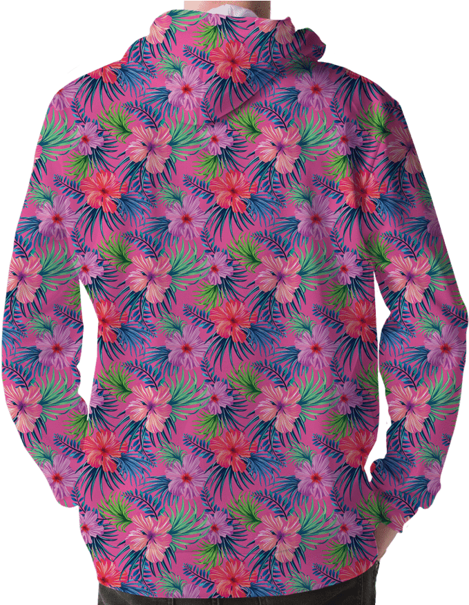 Vaporwave Floral Hoodie Pattern PNG Image